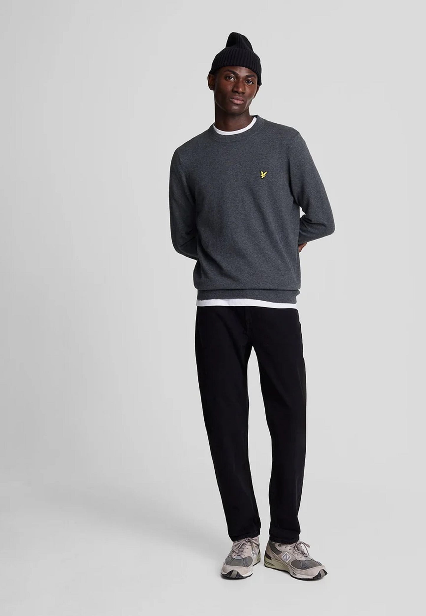 MAGLIONE GIROCOLLO IN MISTO LANA D'AGNELLO LYLE & SCOTT GRIGIO SCURO