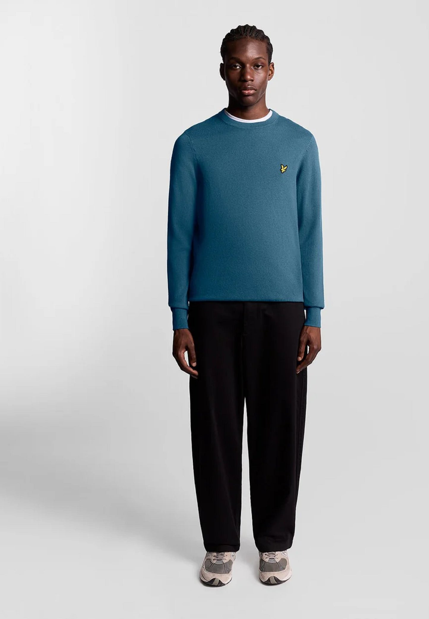 MAGLIONE GIROCOLLO IN COTONE MERINO LYLE & SCOTT ACQUE PROFONDE