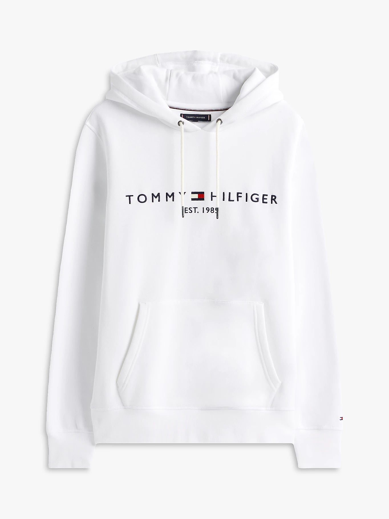FELPA TOMMY HILFIGER UOMO CON CAPPUCCIO FELPATA LOGO RICAMATO BIANCO