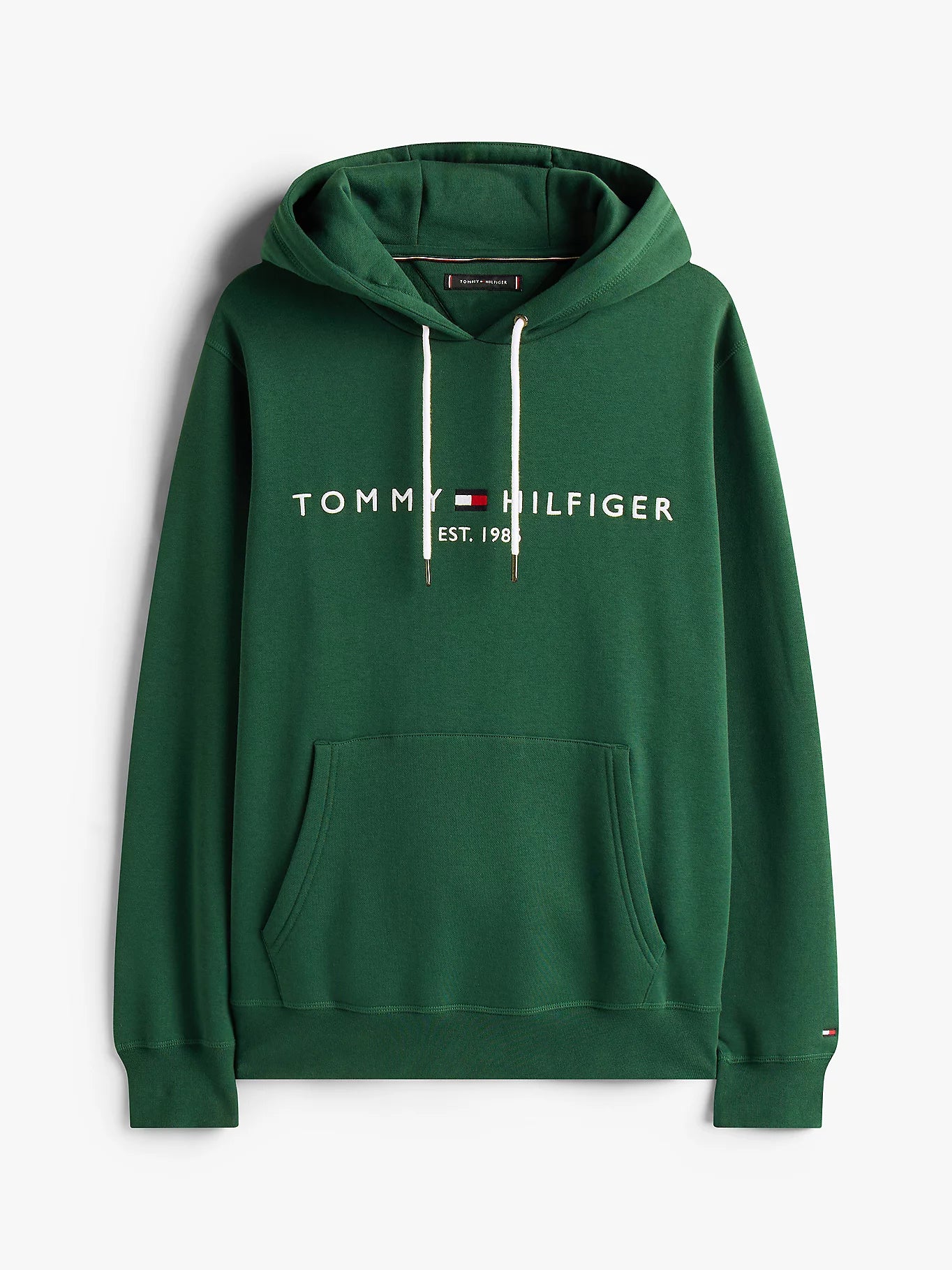 FELPA TOMMY HILFIGER UOMO CON CAPPUCCIO FELPATA LOGO RICAMATO VERDE