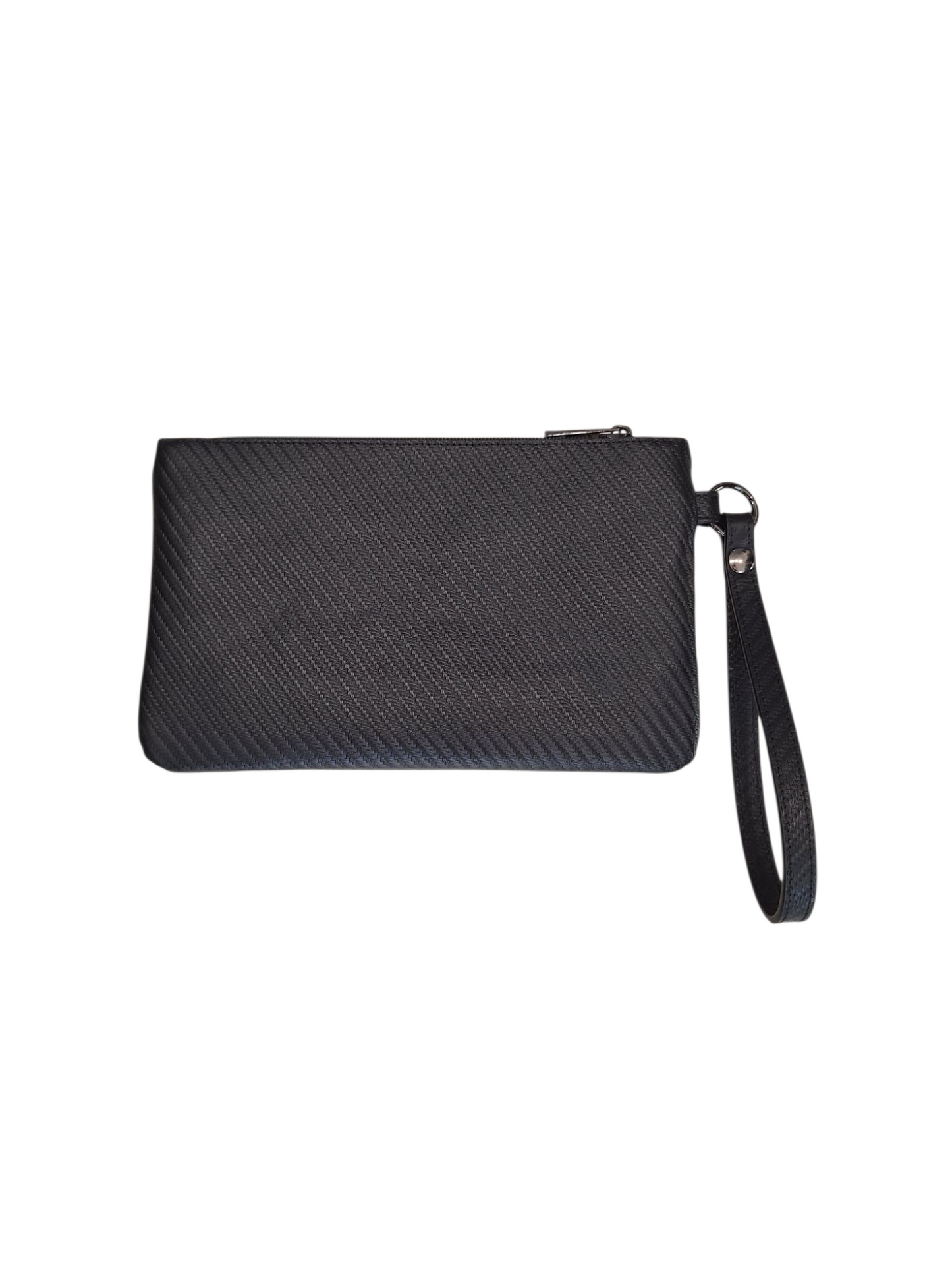 Pochette con Polsiera Vera Pelle Carbon Nero
