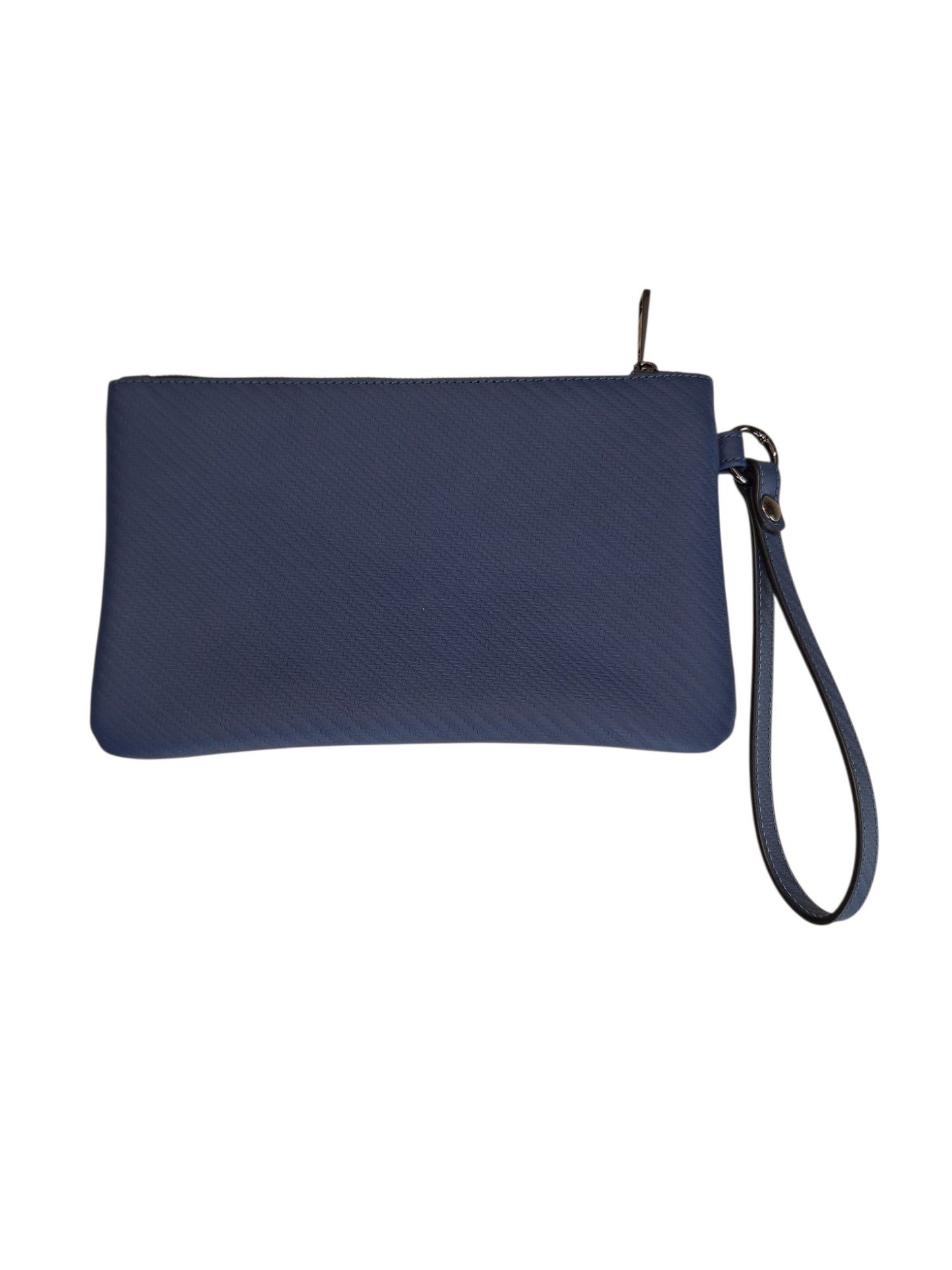 Pochette con Polsiera Vera Pelle Carbon blu