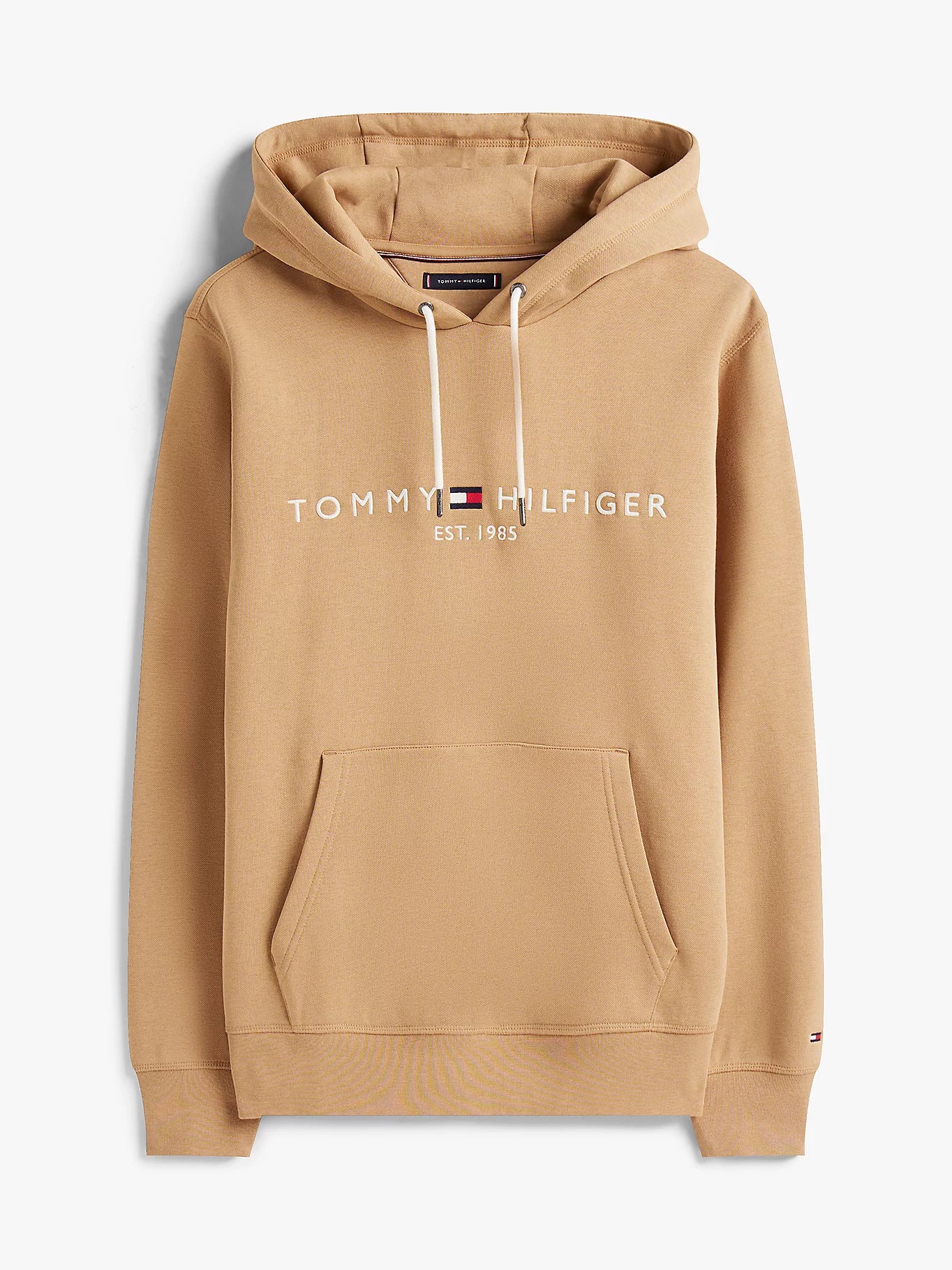 FELPA TOMMY HILFIGER UOMO CON CAPPUCCIO FELPATA LOGO RICAMATO CAMMELLO