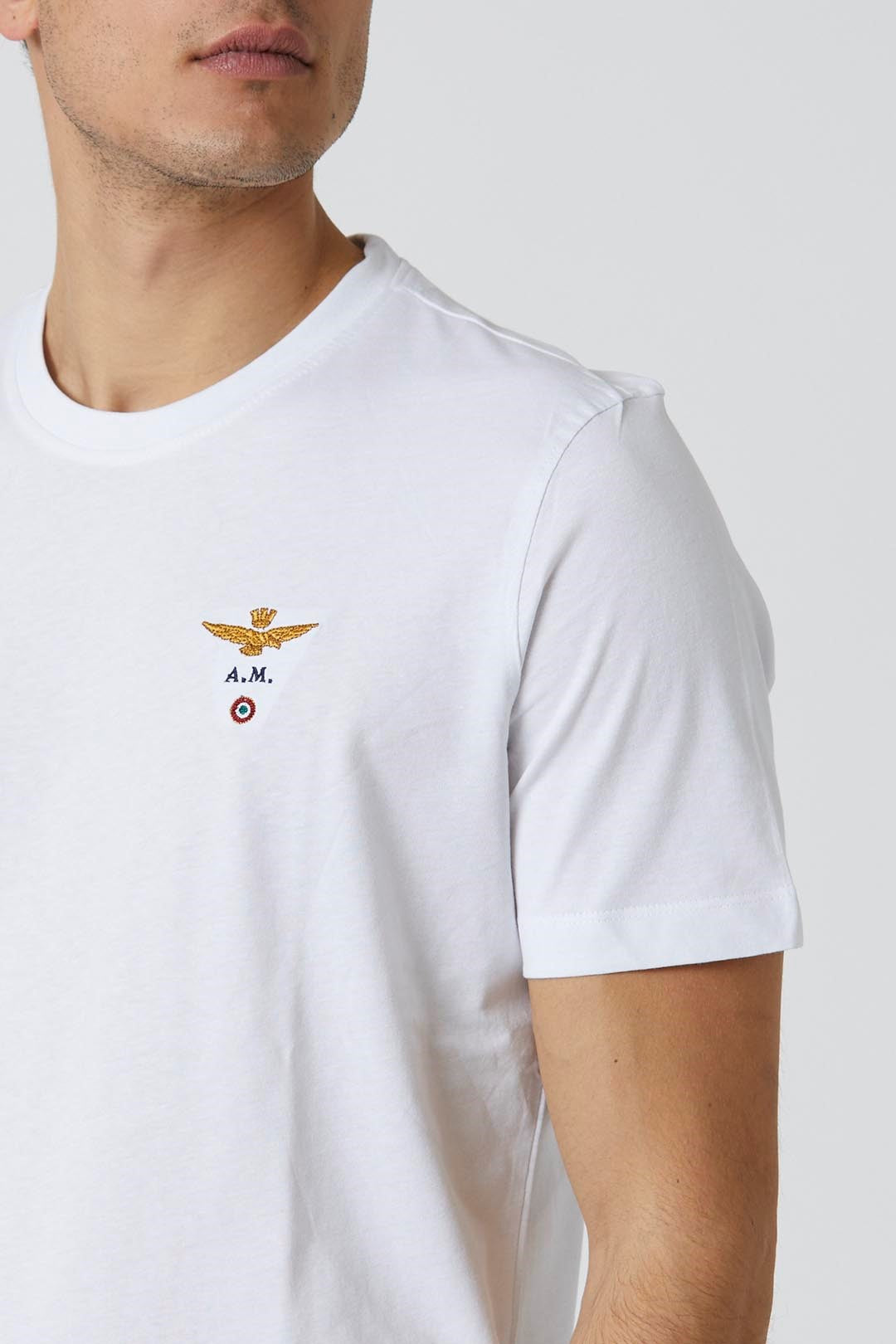 T-SHIRT UOMO AERONAUTICA MILITARE BASIC MEZZA MANICA BIANCO