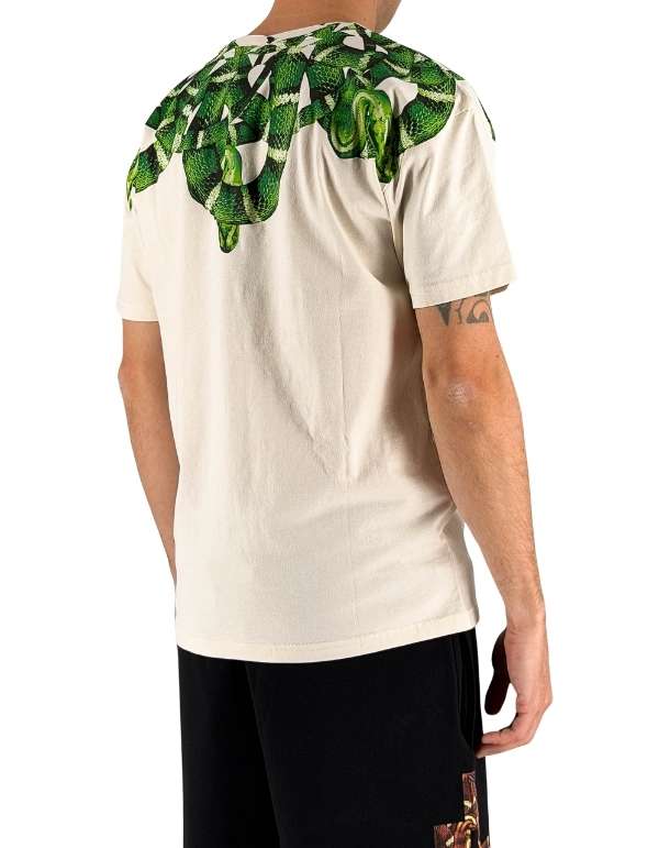 MARCELO BURLON T-SHIRT MEZZA MANICA COUNTY OF MILAN BIANCO SERPENTE VERDE