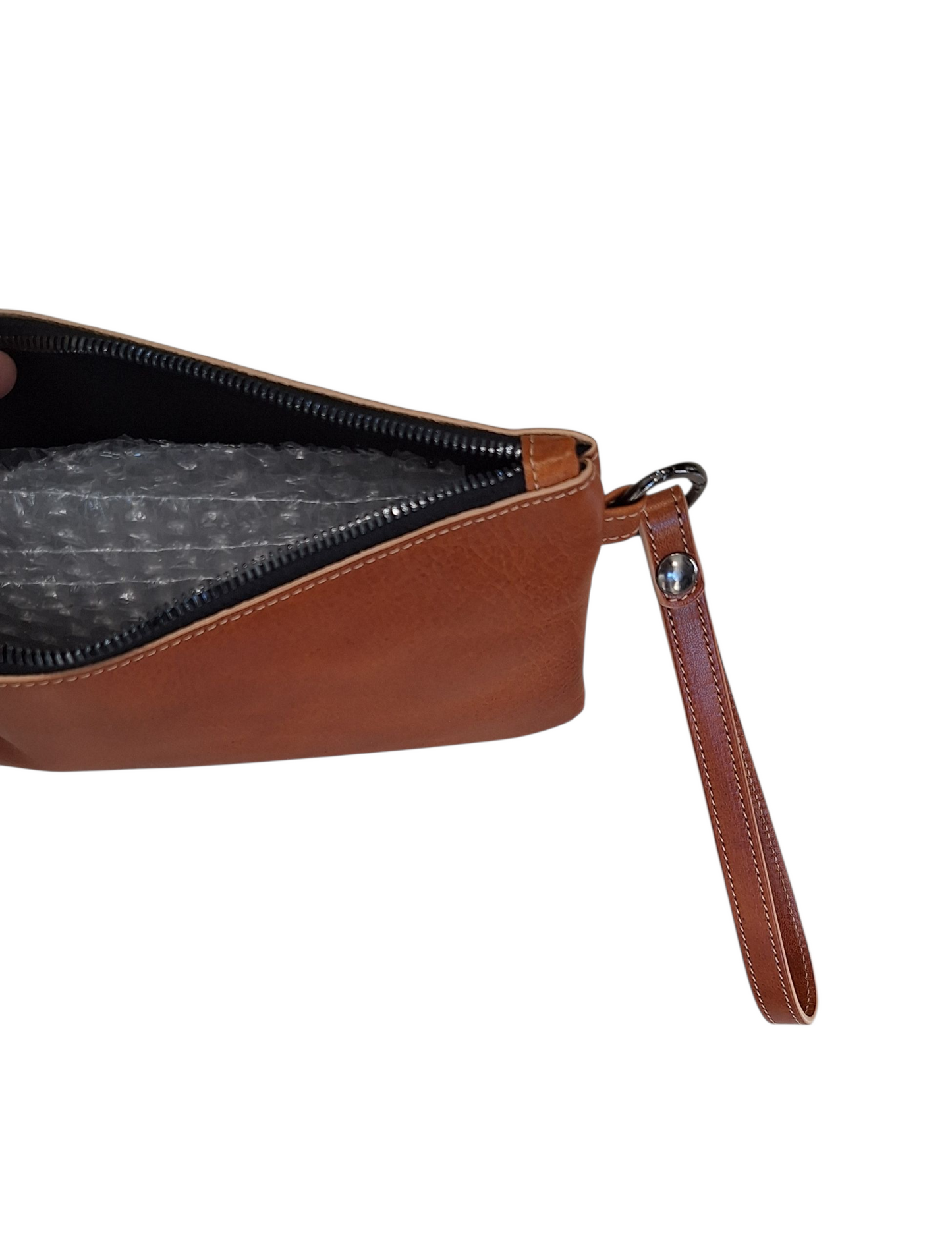 Pochette con Polsiera Vera Pelle Vegetale Cognac