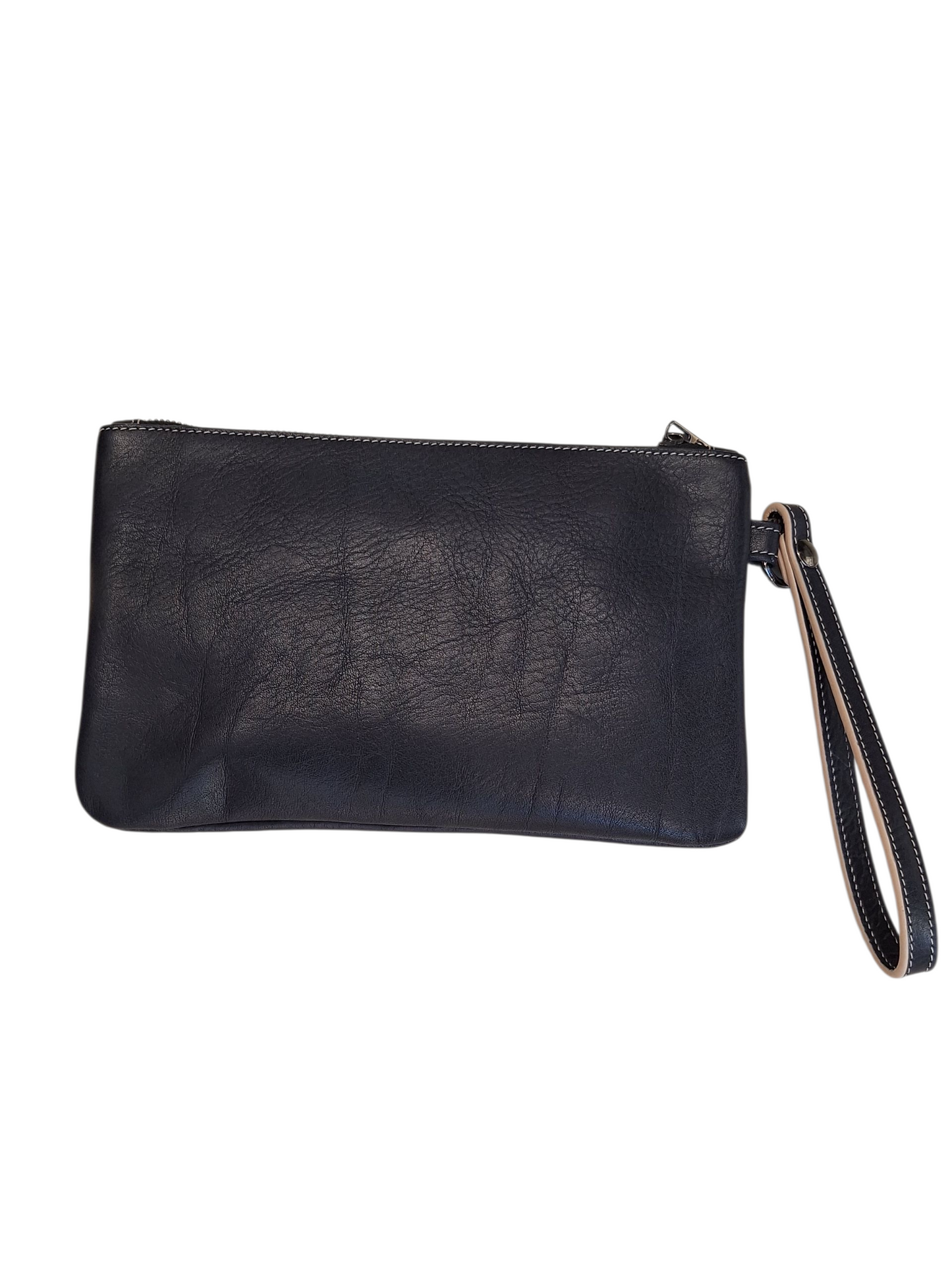 Pochette con Polsiera Vera Pelle Vegetale Blu
