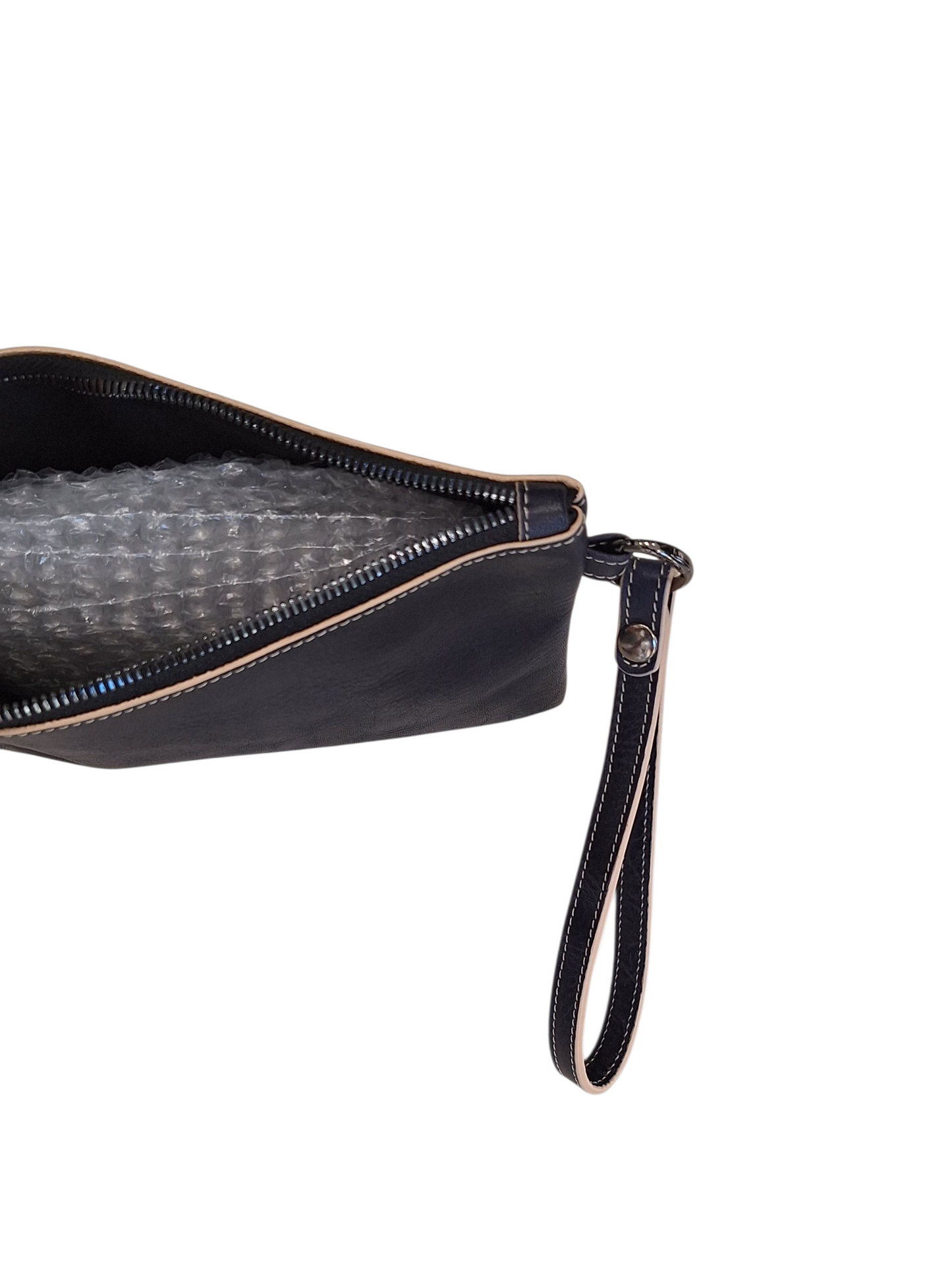 Pochette con Polsiera Vera Pelle Vegetale Blu