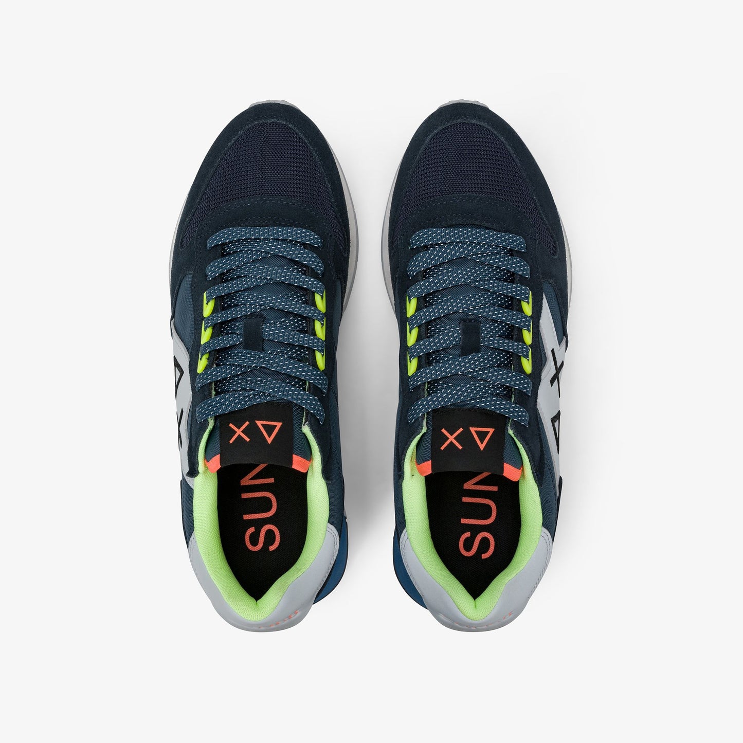 SUN 68 SCARPE Sneaker Jaki 2.0 Fluo in nylon e suede blu navy