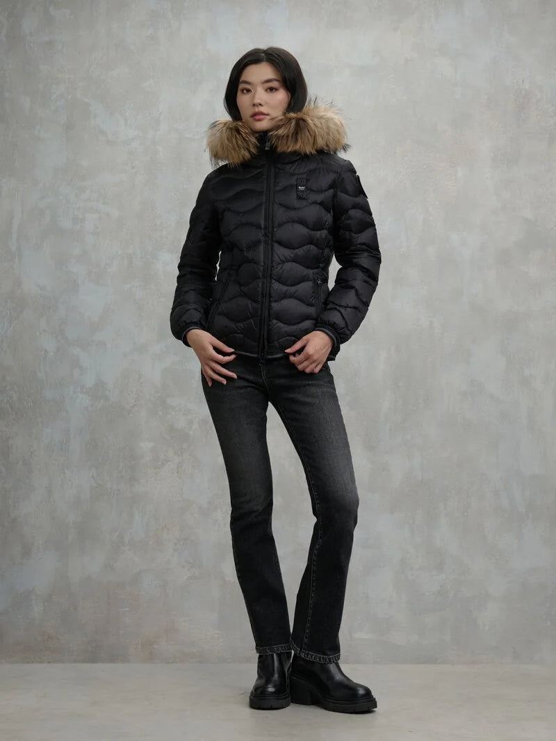 BLAUER PIUMINO CON BORDO IN PELLICCIA ALDIE 25WBLDC03096-006047 NERO 999