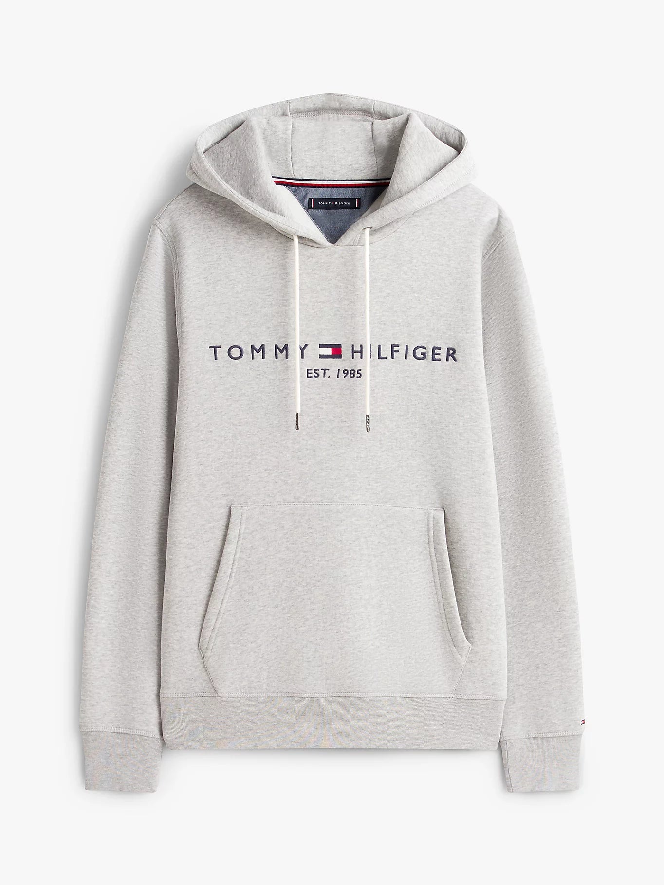 FELPA TOMMY HILFIGER UOMO CON CAPPUCCIO FELPATA LOGO RICAMATO GRIGIO