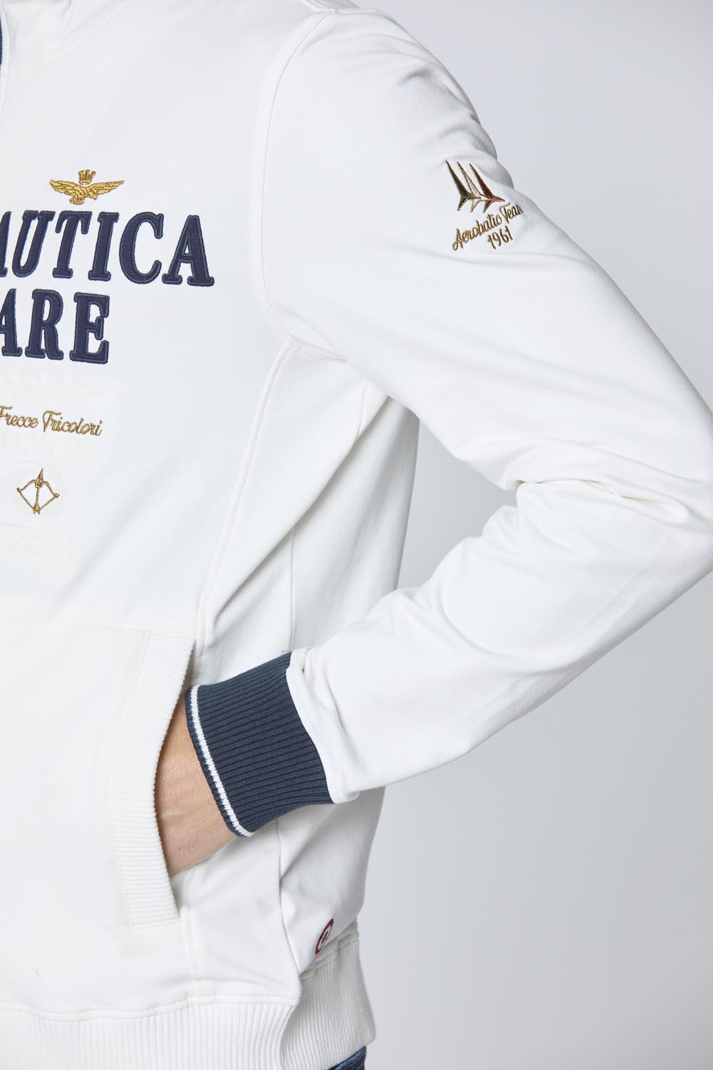 FELPA AERONAUTICA MILITARE FRECCE TRICOLORI BIANCO
