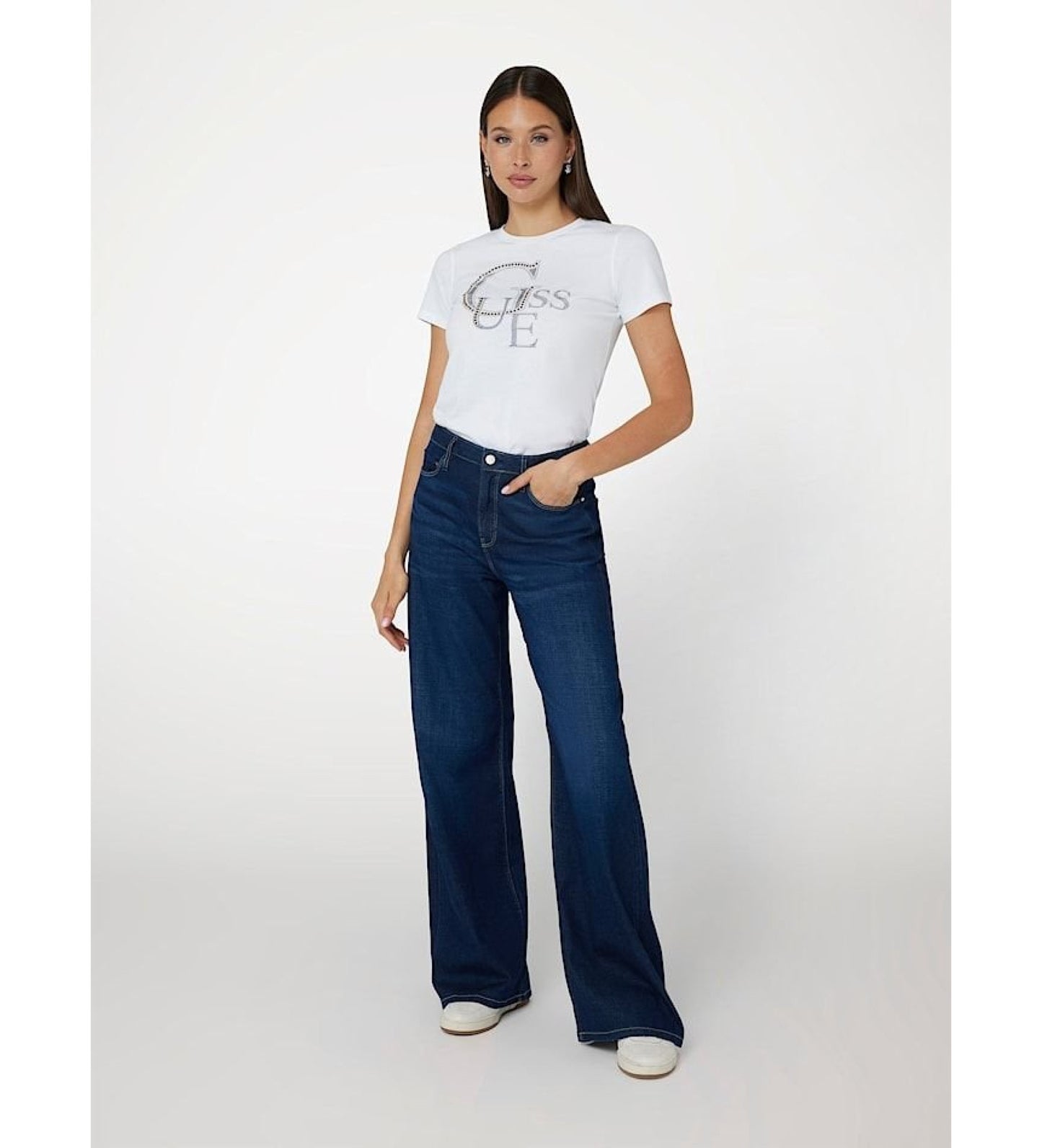 T-SHIRT GUESS MAGLIETTA BIANCA SCINTILLANTE