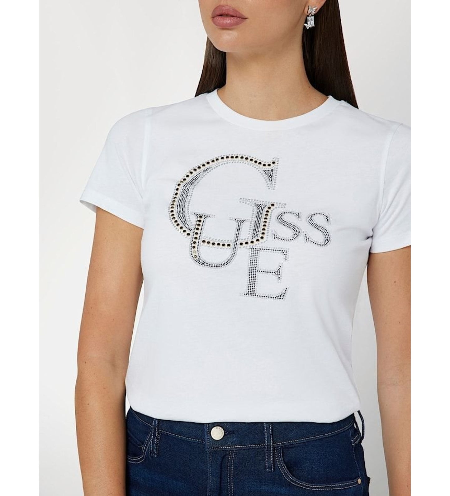 T-SHIRT GUESS MAGLIETTA BIANCA SCINTILLANTE