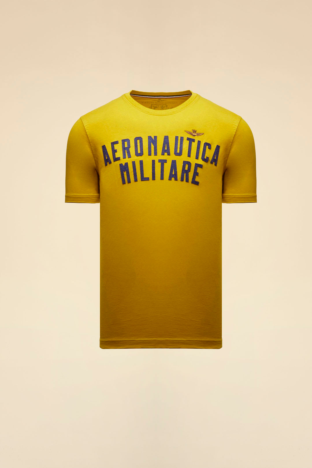 T-SHIRT MANICA CORTA CON LOGO IN FELTRO AERONAUTICA MILITARE GIALLO ORO