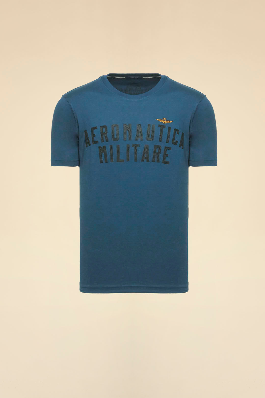 T-SHIRT MANICA CORTA CON LOGO IN FELTRO AERONAUTICA MILITARE BLU AVIO
