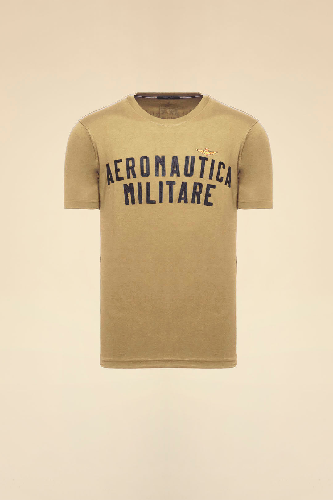 T-SHIRT MANICA CORTA CON LOGO IN FELTRO AERONAUTICA MILITARE BEIGE