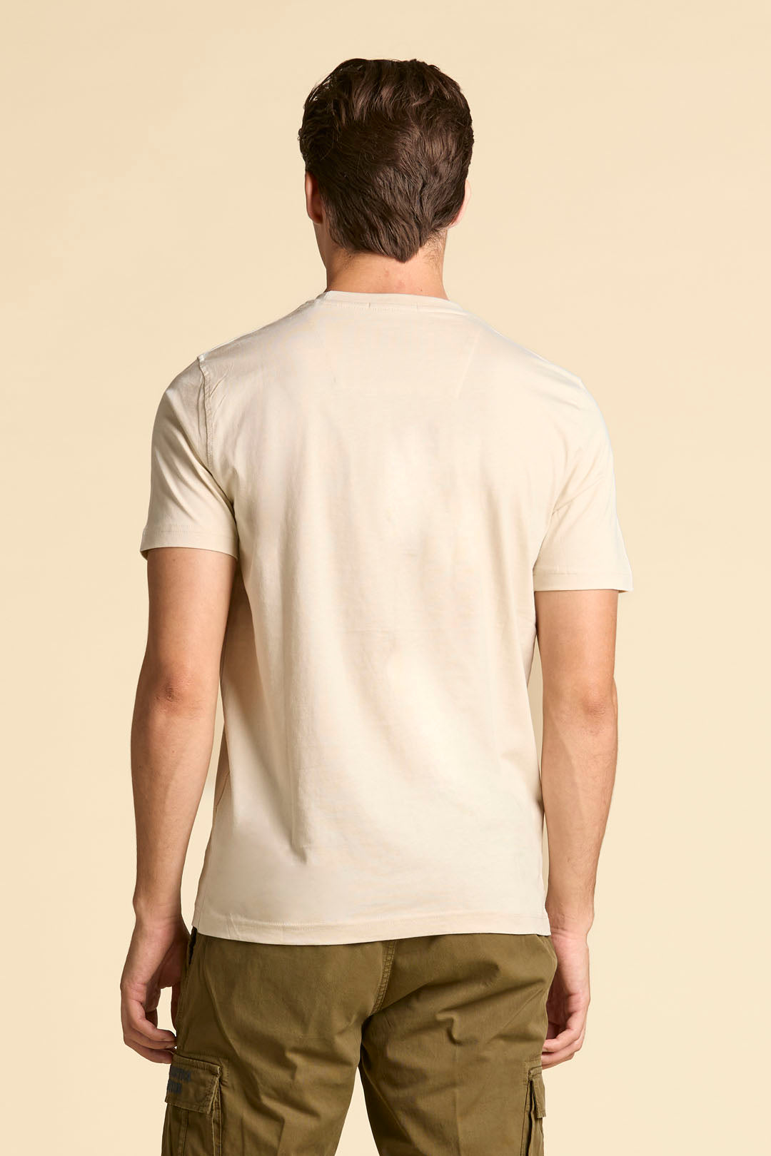 T-SHIRT MANICA CORTA CON LOGO IN FELTRO AERONAUTICA MILITARE BIANCO GHIACCIO