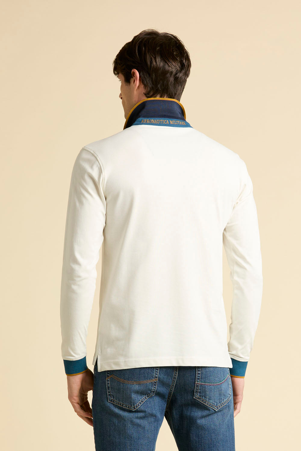 POLO P.A.N. COLOR BLOCK RICAMATA AERONAUTICA MILITARE BIANCA