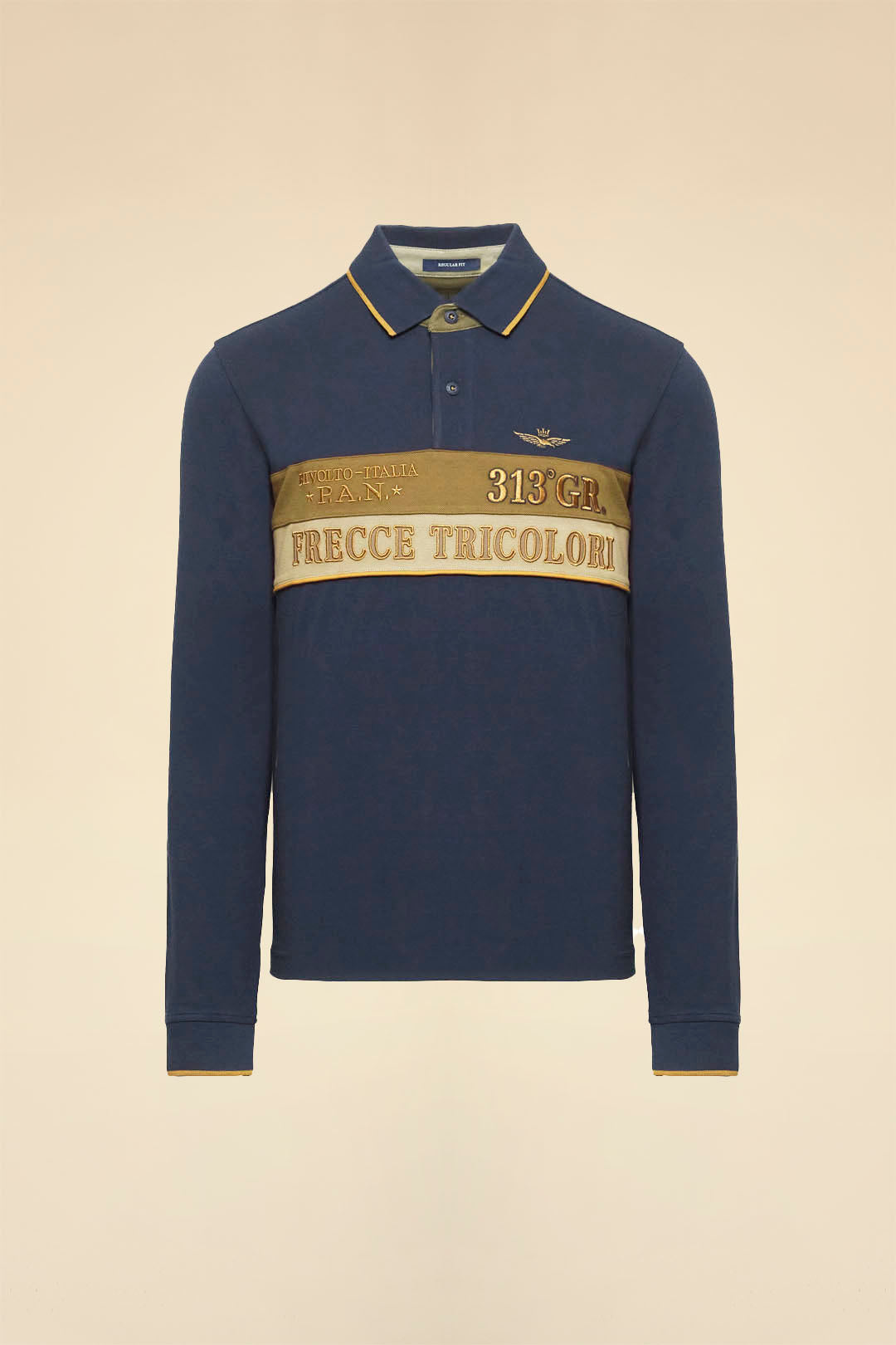 POLO P.A.N. COLOR BLOCK RICAMATA AERONAUTICA MILITARE BLU