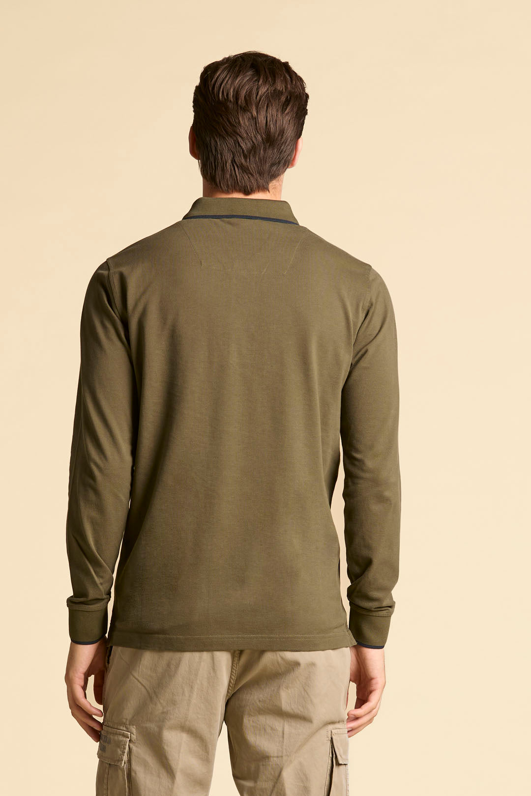 POLO BASICA MANICA LUNGA IN COTONE AERONAUTICA MILITARE VERDE