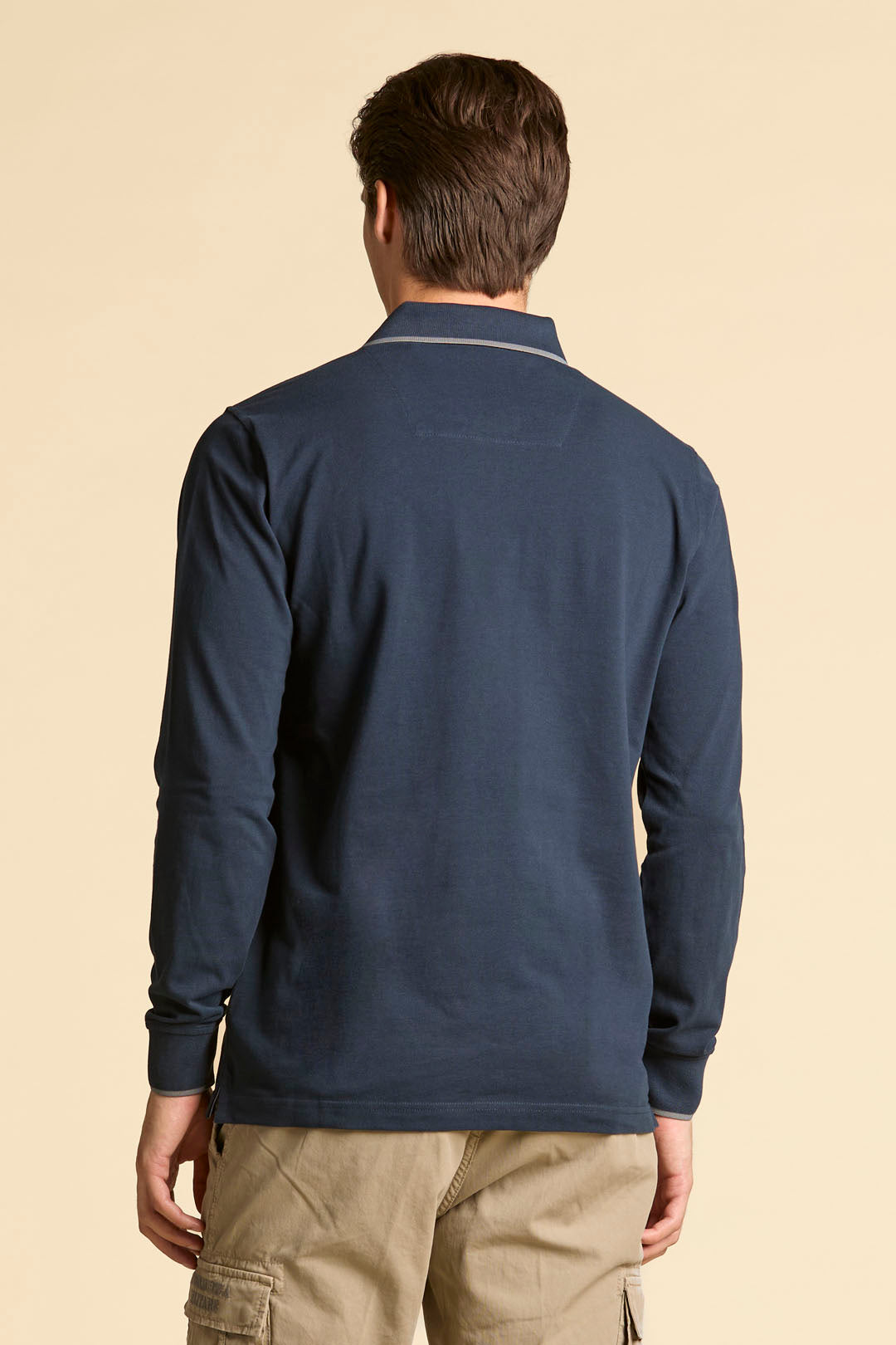 POLO BASICA MANICA LUNGA IN COTONE AERONAUTICA MILITARE BLU