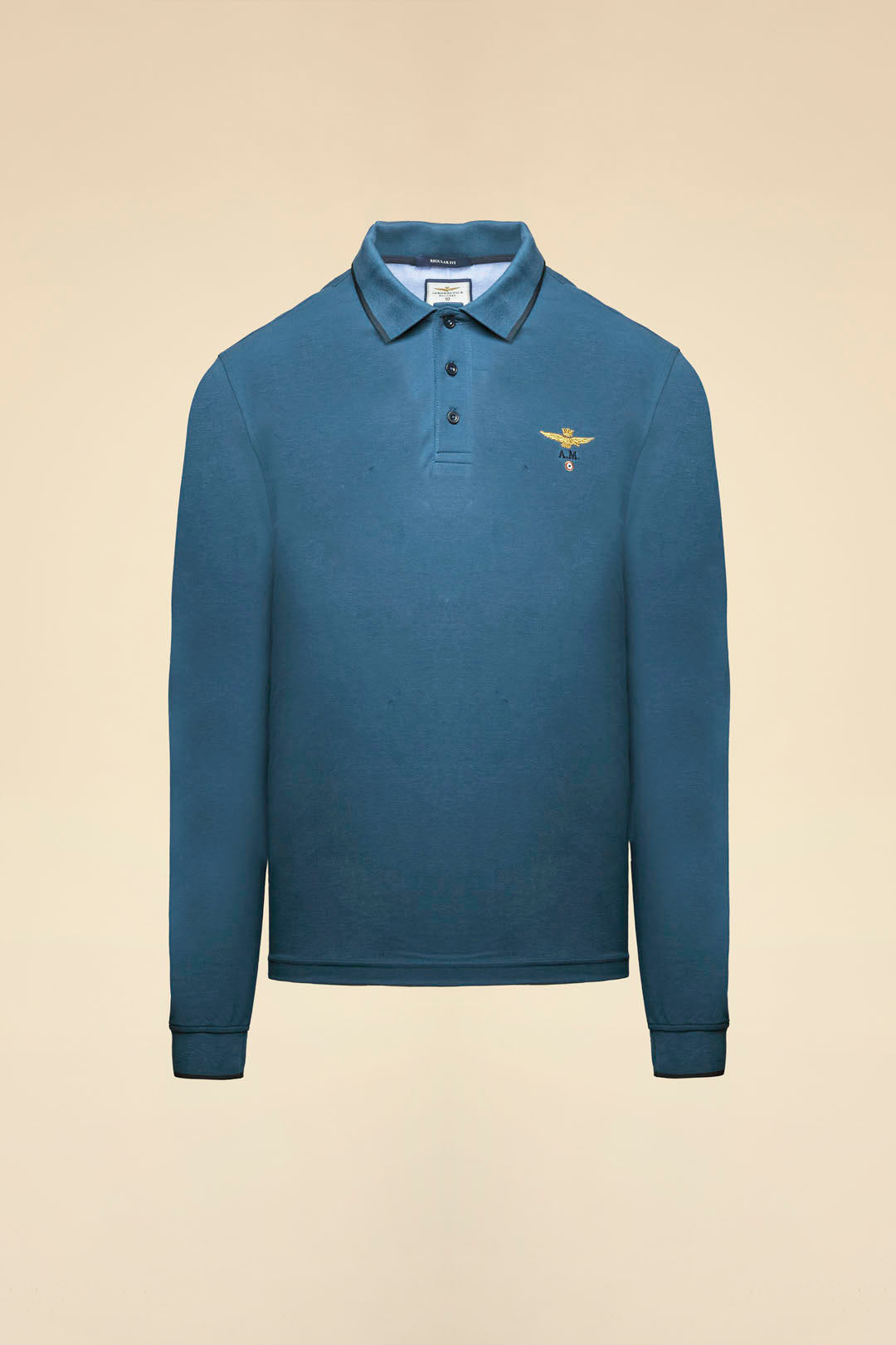 POLO BASICA MANICA LUNGA IN COTONE AERONAUTICA MILITARE BLU AVIO