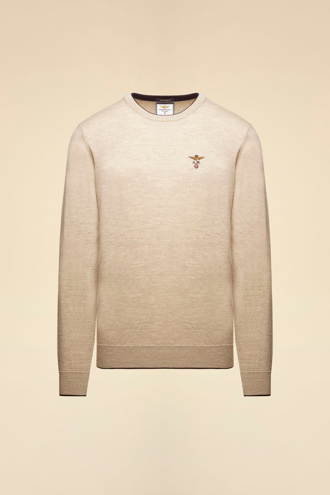 MAGLIA GIROCOLLO IN LANA MERINO AERONAUTICA MILITARE SABBIA MELANGE