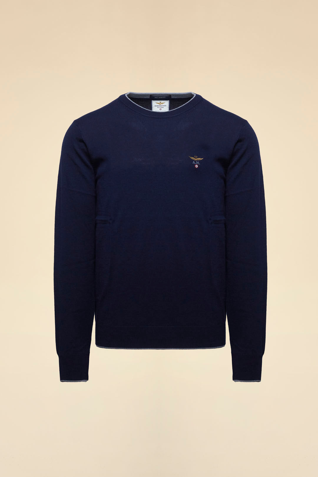 MAGLIA GIROCOLLO IN LANA MERINO AERONAUTICA MILITARE BLU