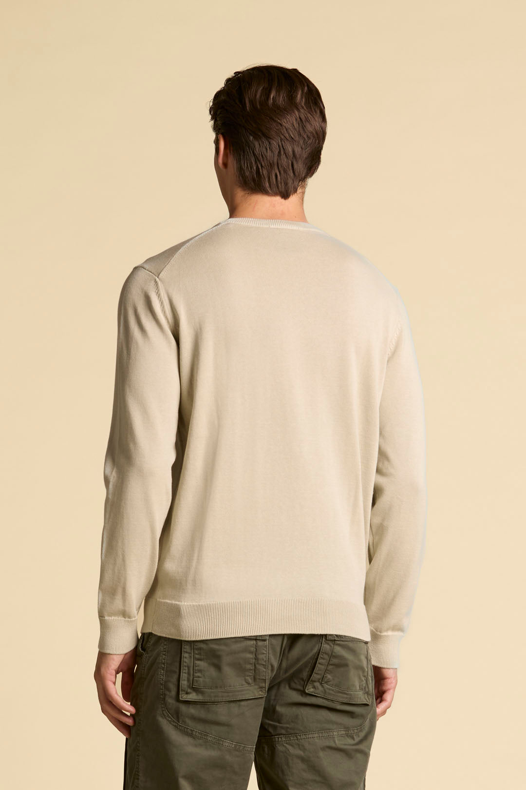 MAGLIA GIROCOLLO IN COTONE TINTO FILO AERONAUTICA MILITARE BEIGE