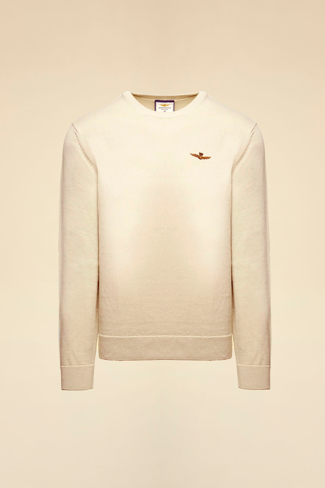 MAGLIA GIROCOLLO IN COTONE TINTO FILO AERONAUTICA MILITARE BEIGE