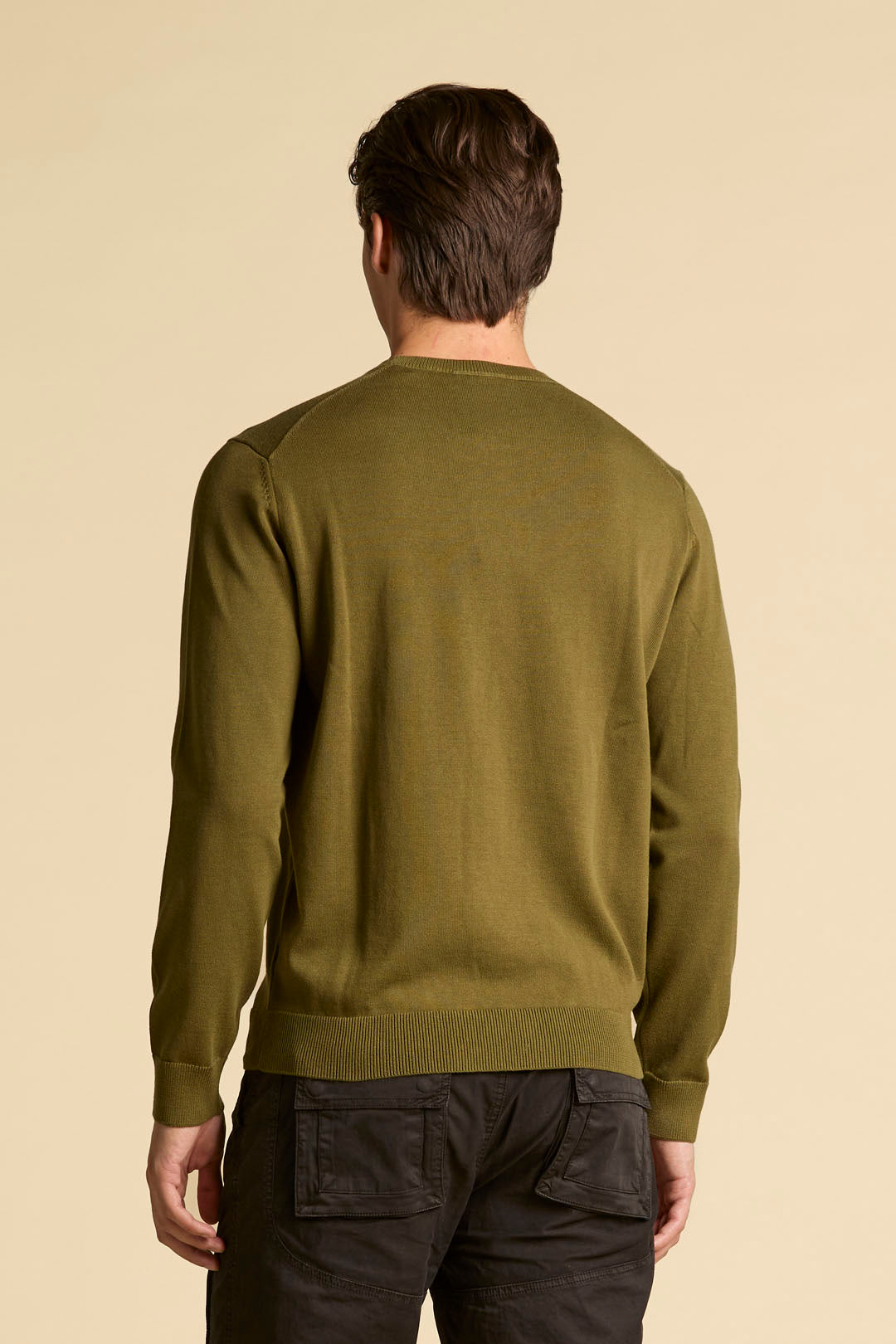 MAGLIA GIROCOLLO IN COTONE TINTO FILO AERONAUTICA MILITARE VERDE OLIVA