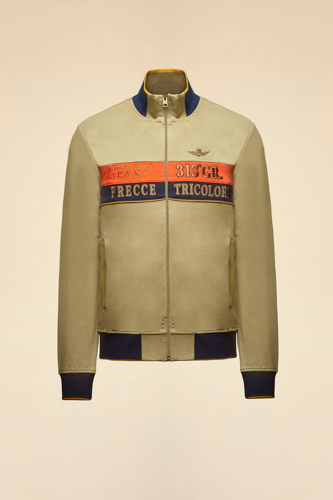 FELPA COLOR BLOCK IN INTERLOCK E PIQUE' AERONAUTICA MILITARE BEIGE