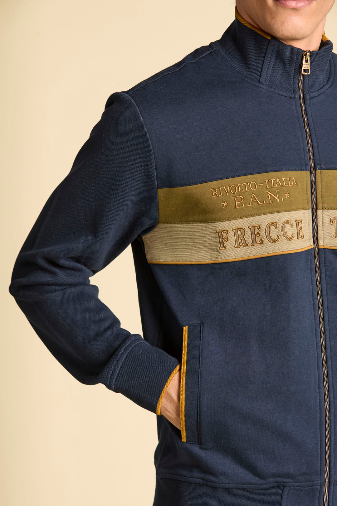 FELPA COLOR BLOCK IN INTERLOCK E PIQUE' AERONAUTICA MILITARE BLU
