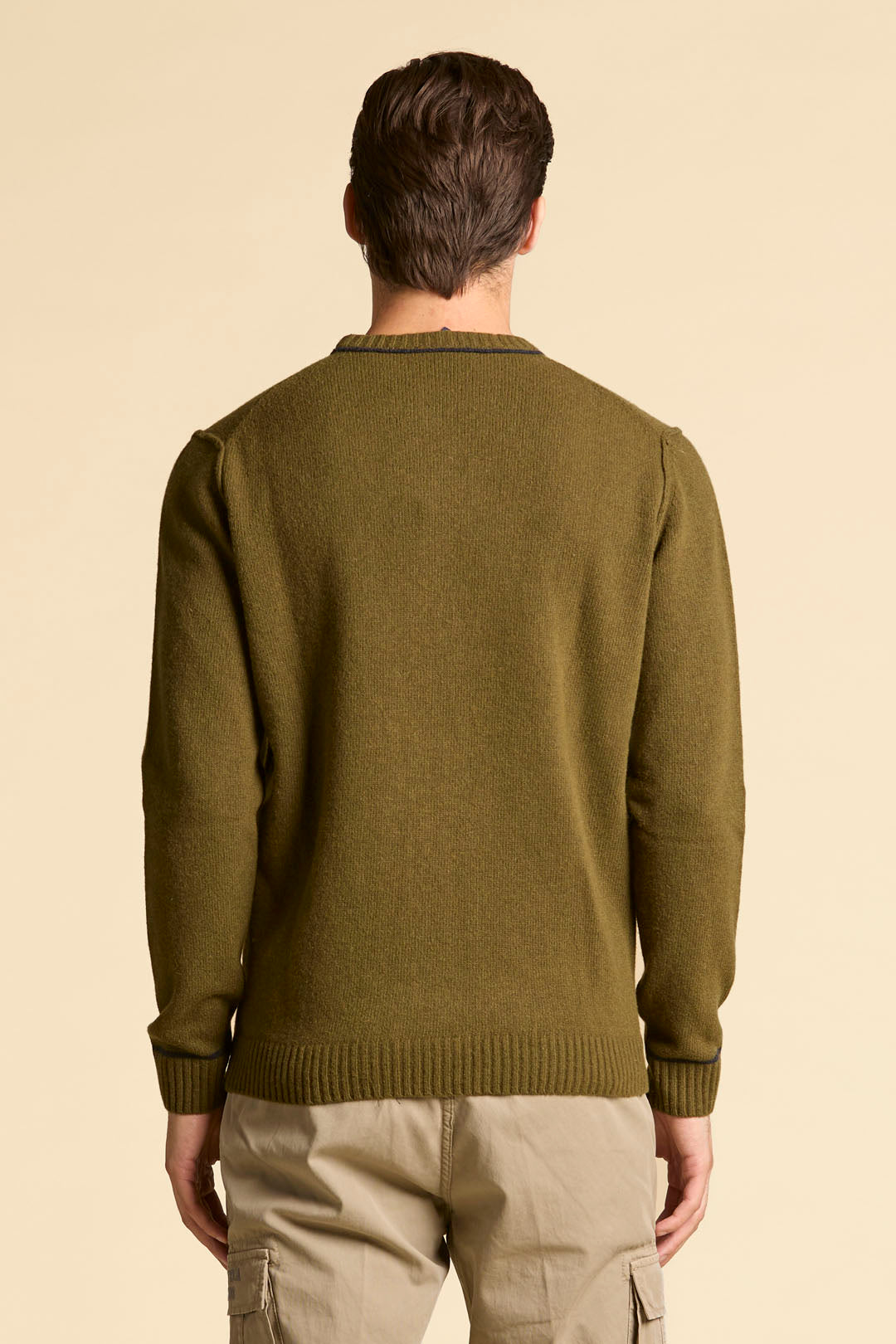 MAGLIONE IN LANA CON LOGO JACQUARD AERONAUTICA MILITARE VERDE OLIVA