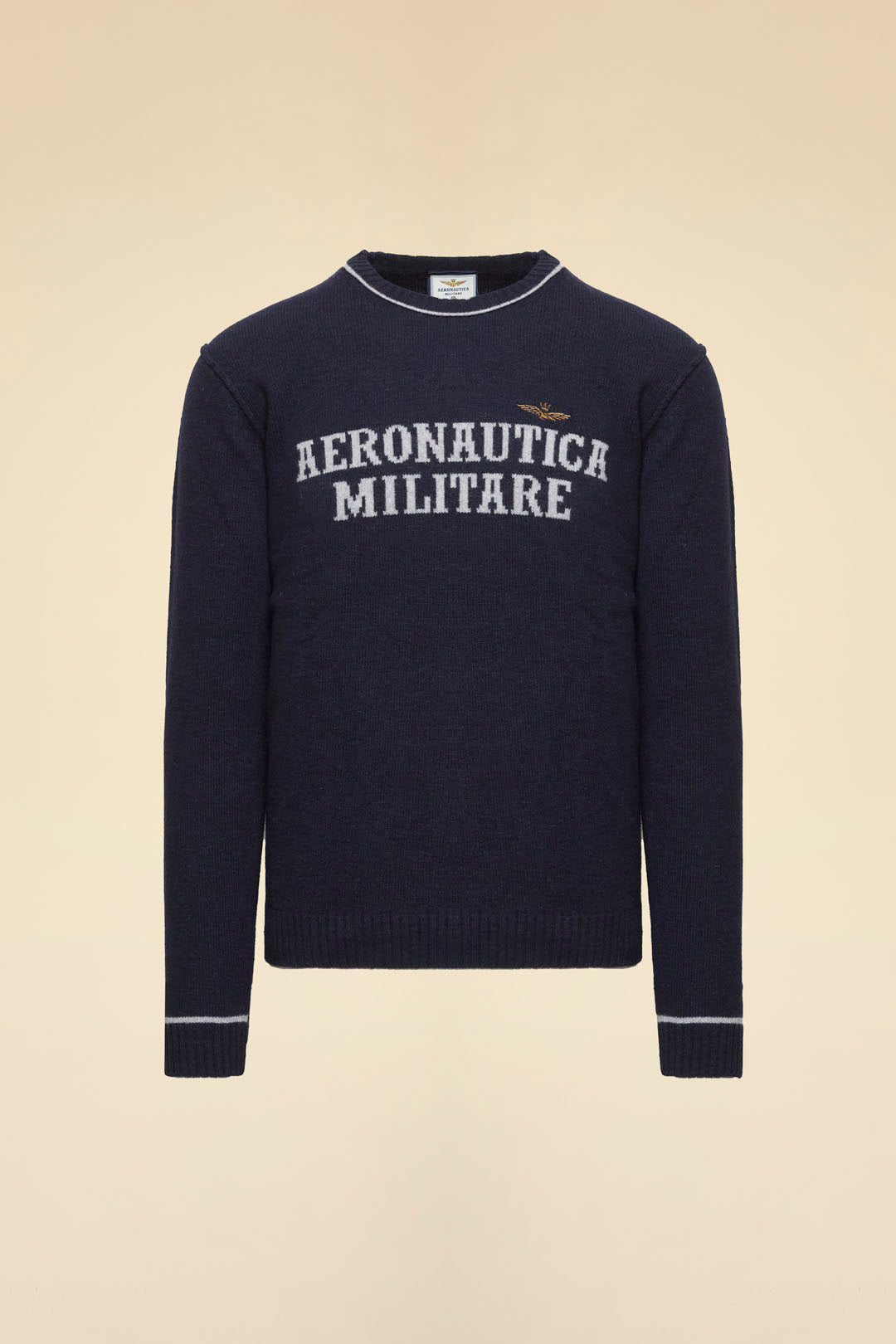 MAGLIONE IN LANA CON LOGO JACQUARD AERONAUTICA MILITARE BLU