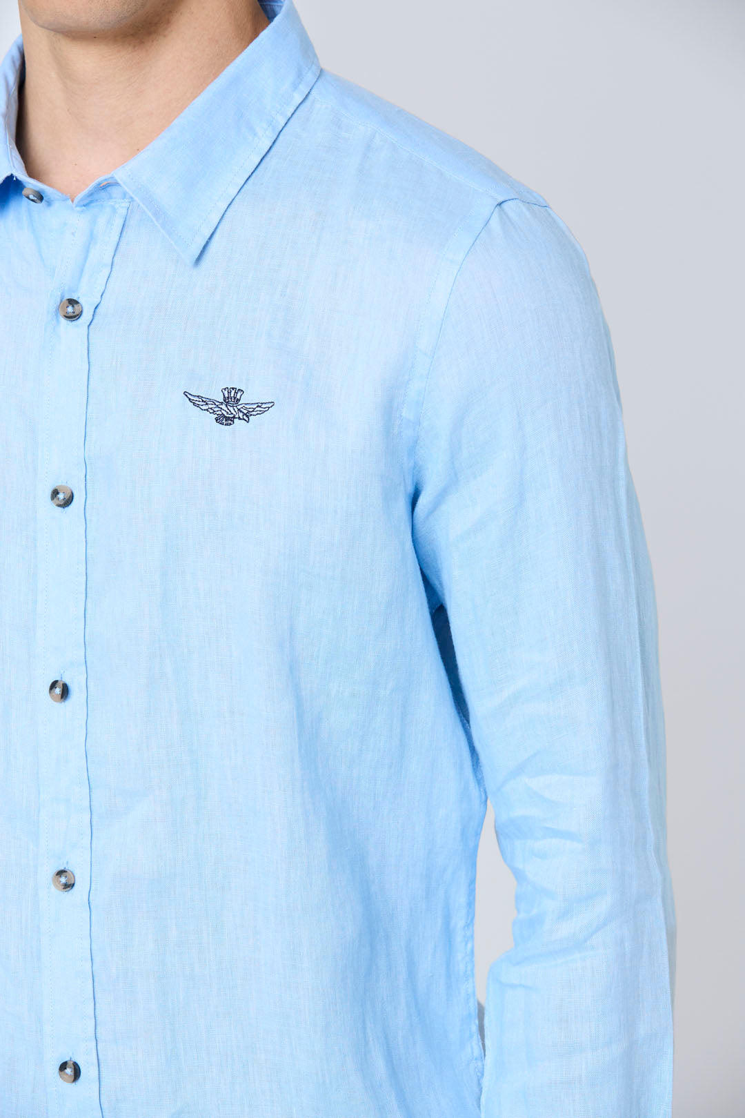 CAMICIA A MANICA LUNGA IN PIQUE' AERONAUTICA MILITARE AZZURRO