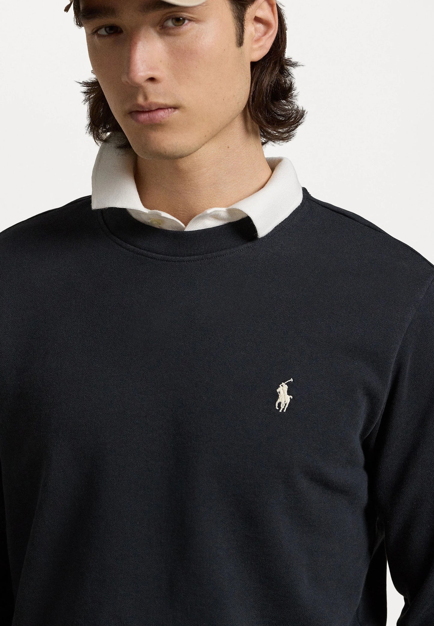 FELPA RALPH LAUREN LOOPBACK IN COTONE GIROCOLLO NERO