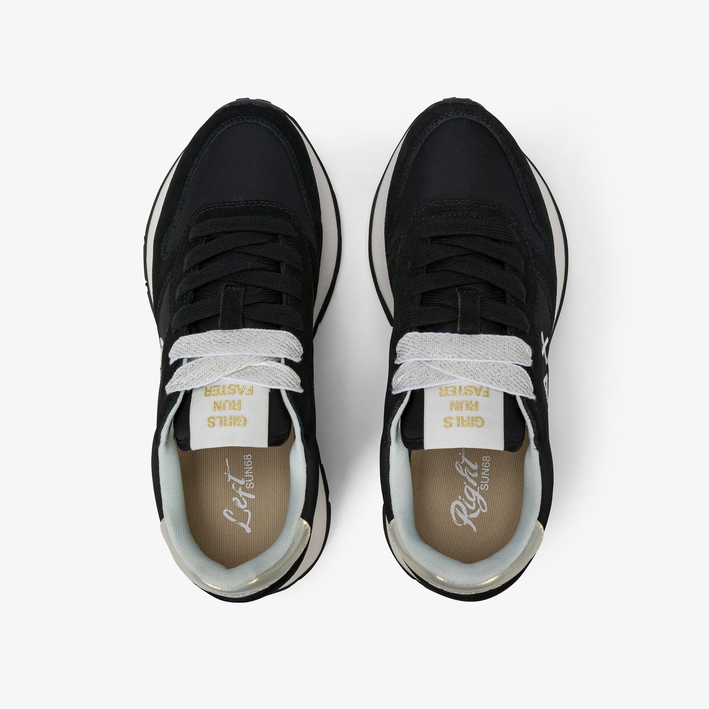 SUN 68 SCARPE Sneaker Ally Gold Silver in suede e nylon nero