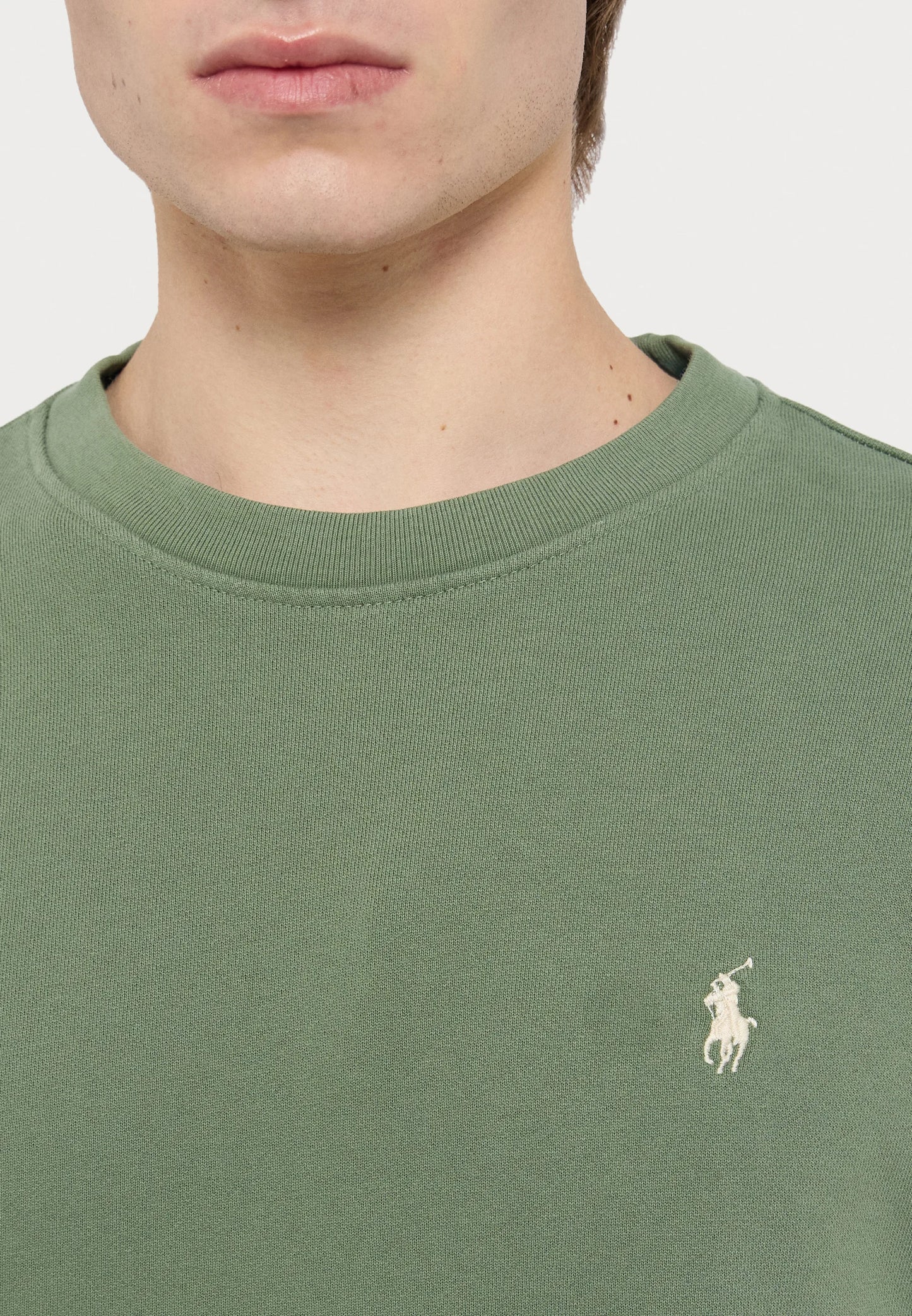 FELPA RALPH LAUREN LOOPBACK IN COTONE GIROCOLLO VERDE CHIARO