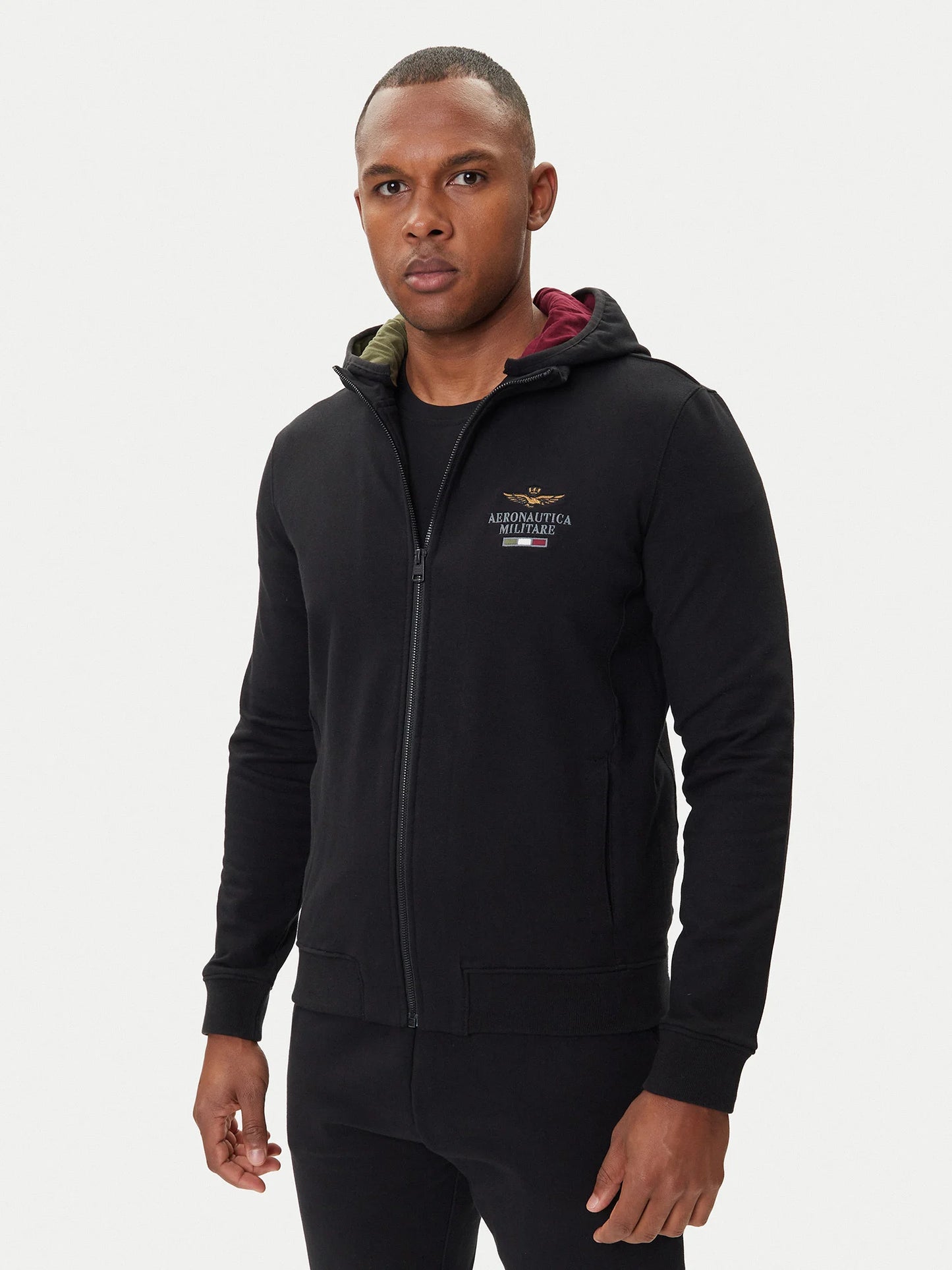 Aeronautica Militare Tuta con cappuccio removibile Nero Regular Fit