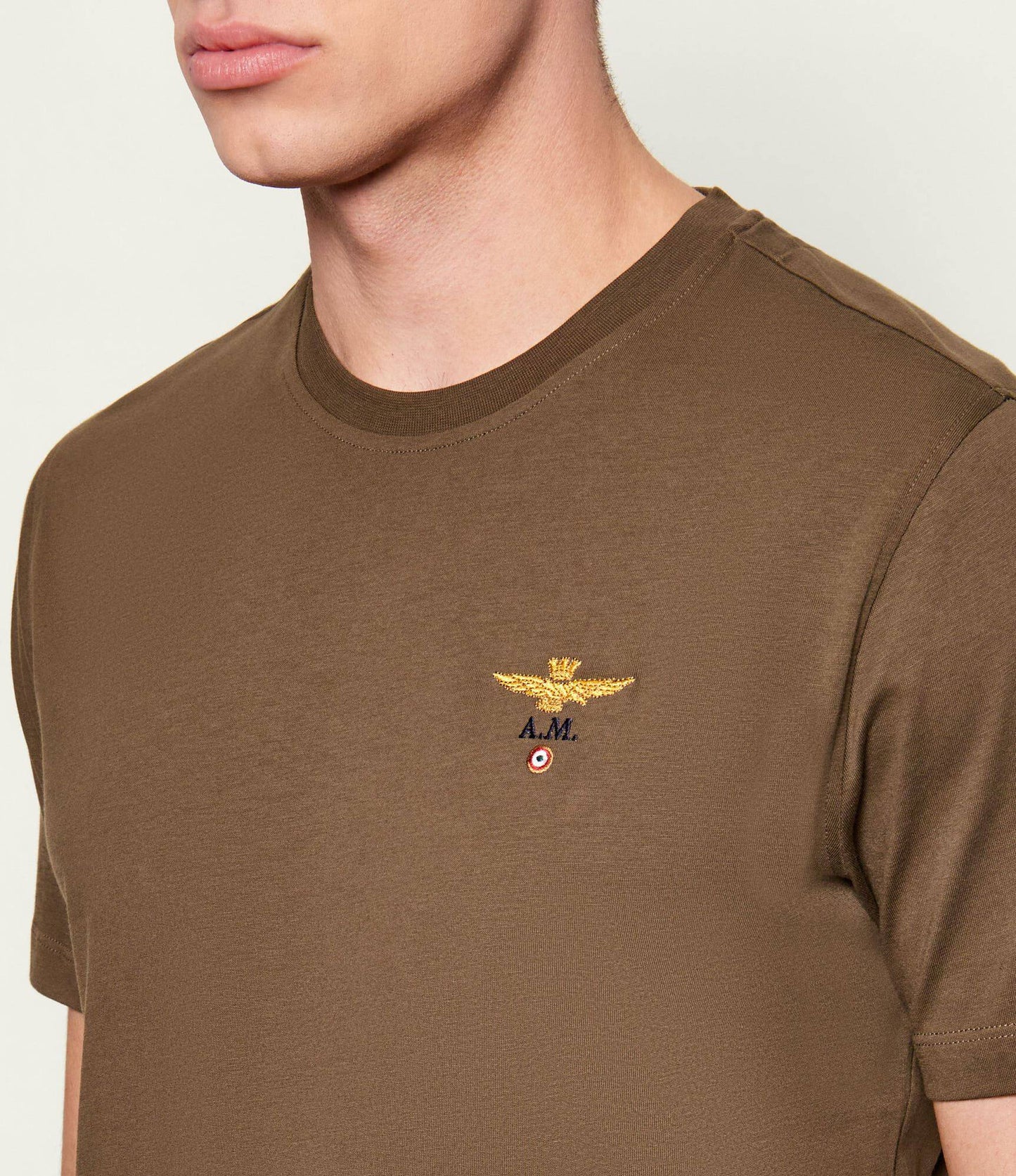 T-SHIRT UOMO AERONAUTICA MILITARE BASIC MEZZA MANICA MARRONE