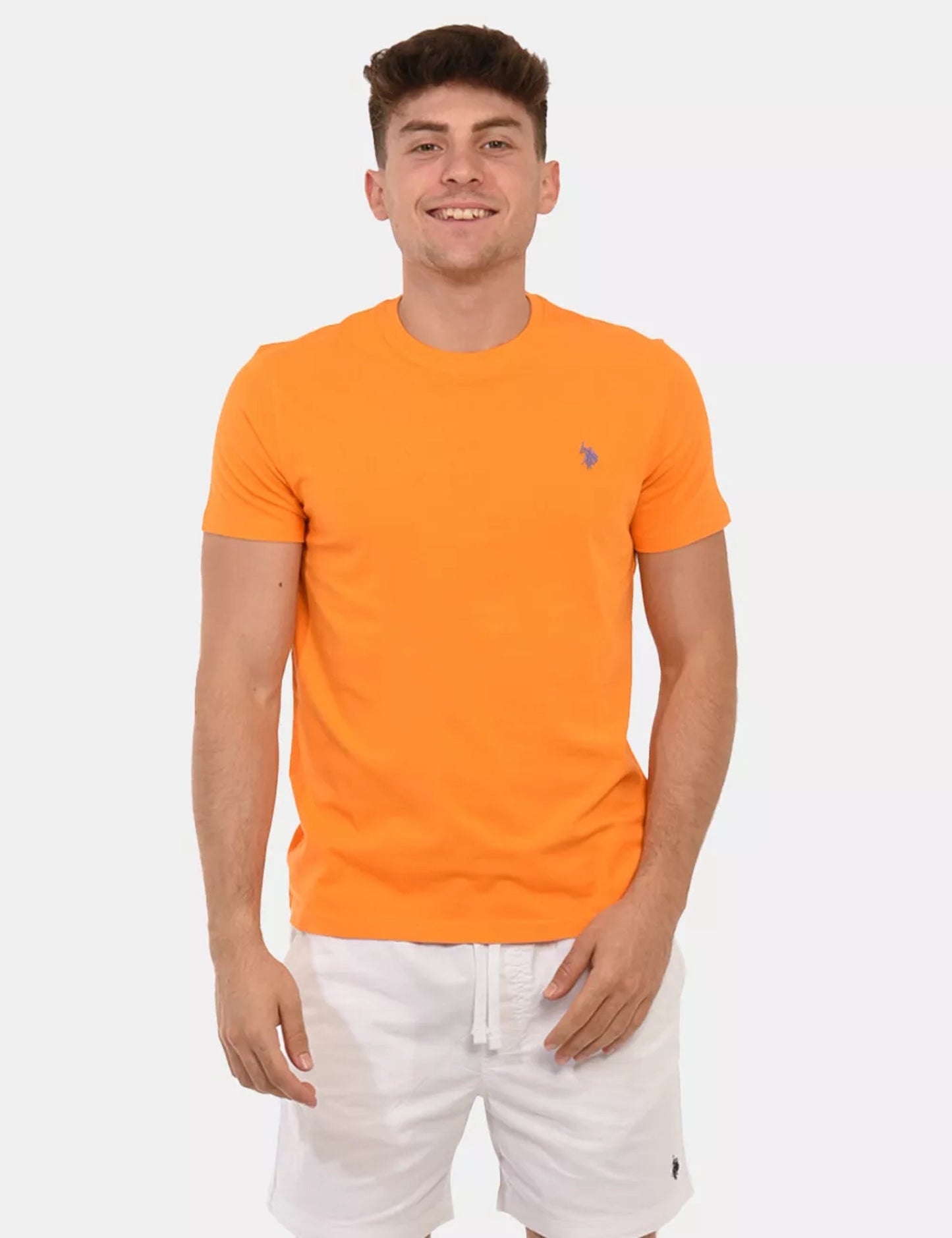 T-SHIRT UOMO US POLO ASSN MANICHE CORTE IN COTONE ARANCIO