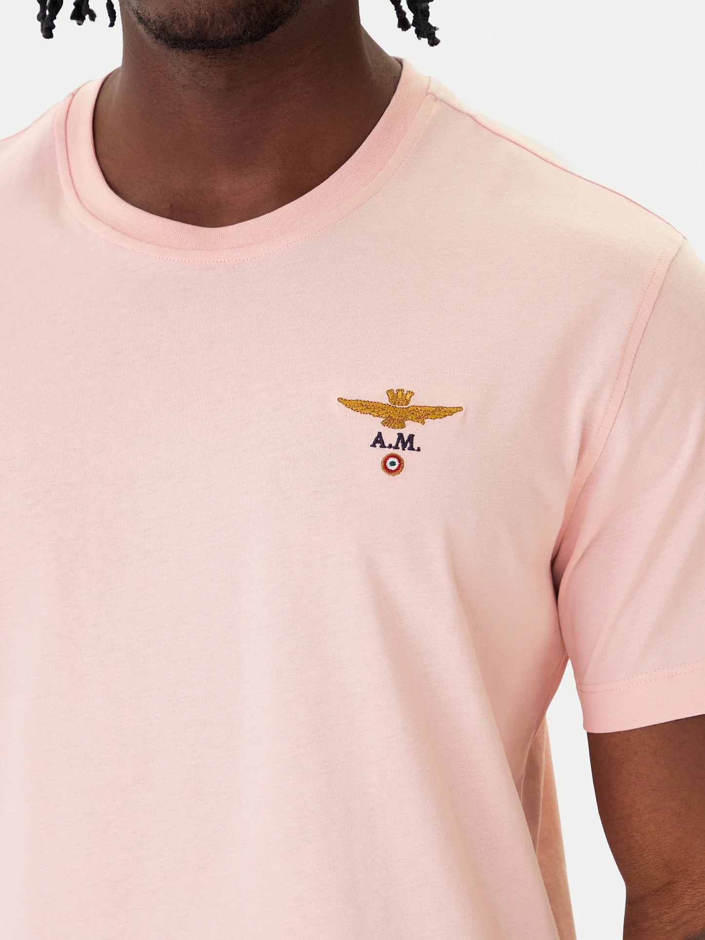 T-SHIRT UOMO AERONAUTICA MILITARE BASIC MEZZA MANICA ROSA