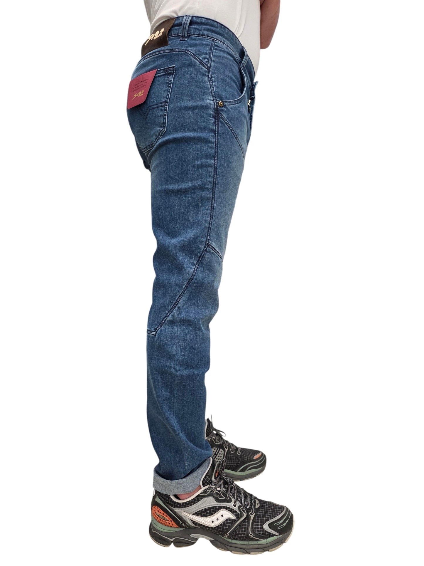 JEANS UOMO 9.2 CARLO CHIONNA ICONICO 5 TASCHE SLIM FIT BLU MEDIO