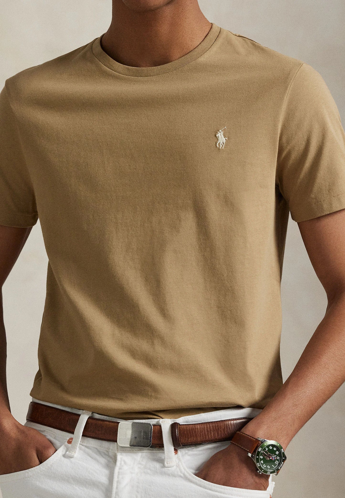 T-SHIRT RALPH LAUREN MAGLIETTA IN JERSEY CUSTOM SLIM FIT CAFFE'