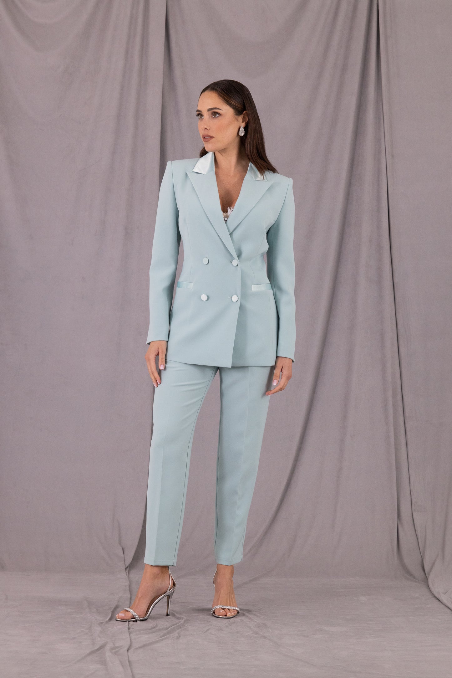 GIACCA SATIN BLAZER AN AIM P0128 MENTA