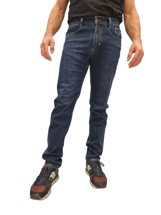JEANS UOMO 9.2 CARLO CHIONNA 5 TASCHE BLU SCURO SLIM FIT