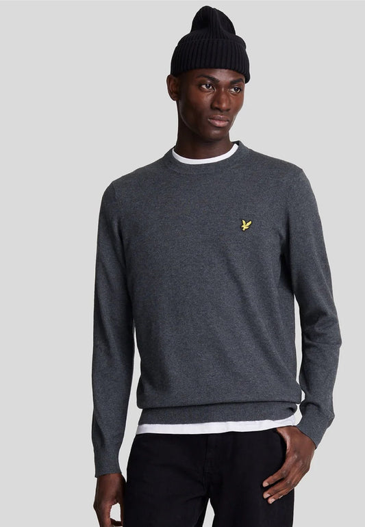 MAGLIONE GIROCOLLO IN MISTO LANA D'AGNELLO LYLE & SCOTT GRIGIO SCURO
