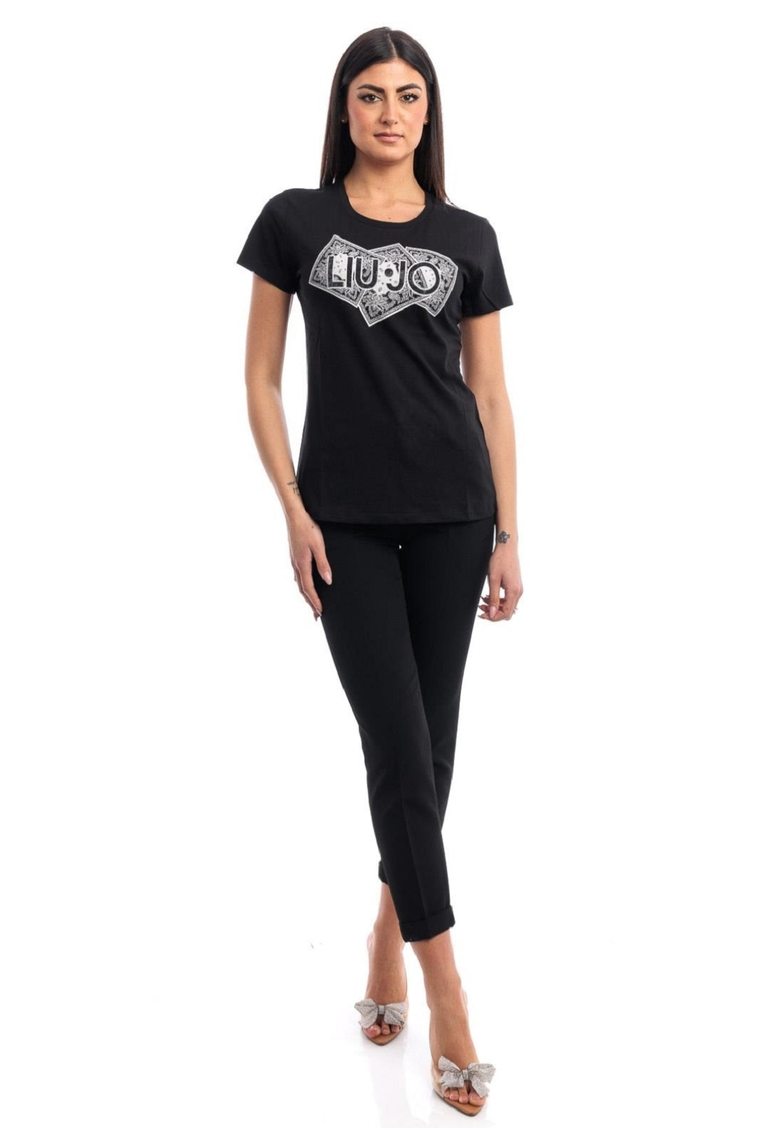 T-SHIRT DONNA LIU JO LOGO STRASS